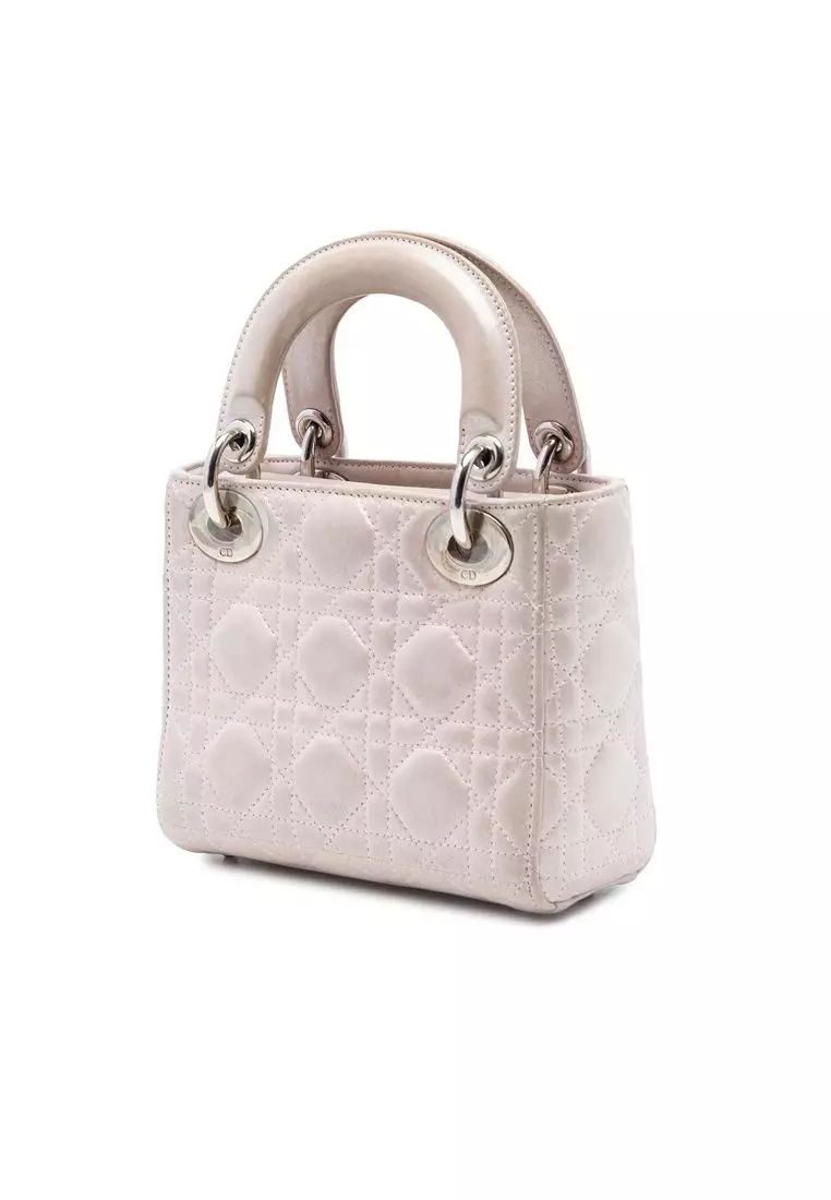 Pre-Loved Dior Mini Iridescent Lambskin Cannage Lady Dior