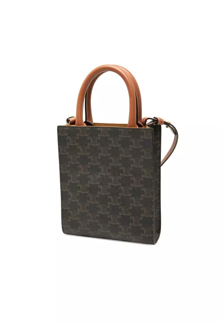 Pre-Loved Celine Mini Triomphe Coated Canvas Vertical Cabas Satchel