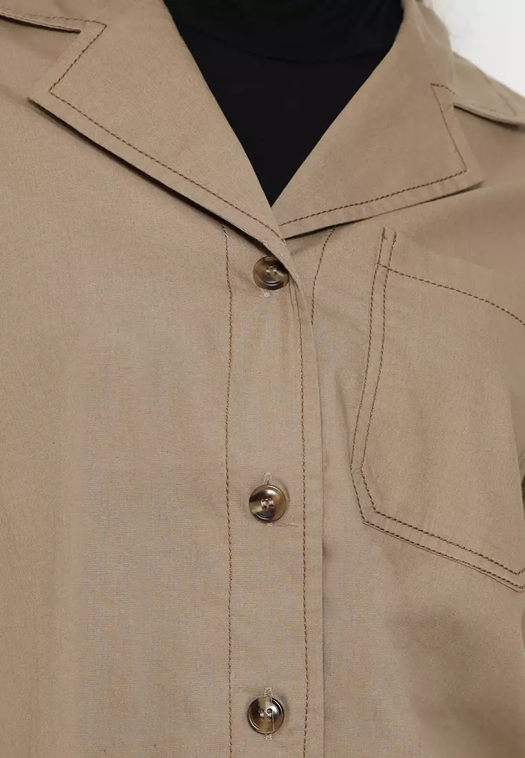 Semi Blazer Cotton In Brown By Brilliant Girl Warna COKLAT