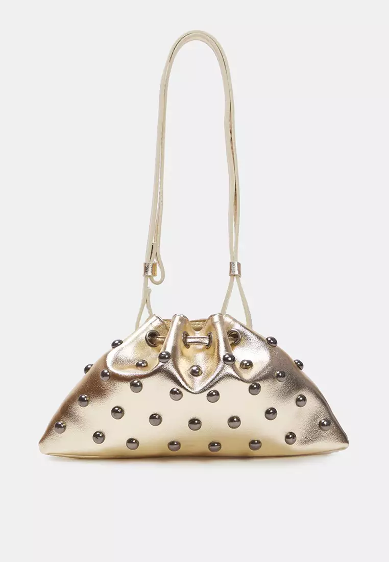Gold Troc Embroidered Women's Mini/Small Pouch Shoulder Bag