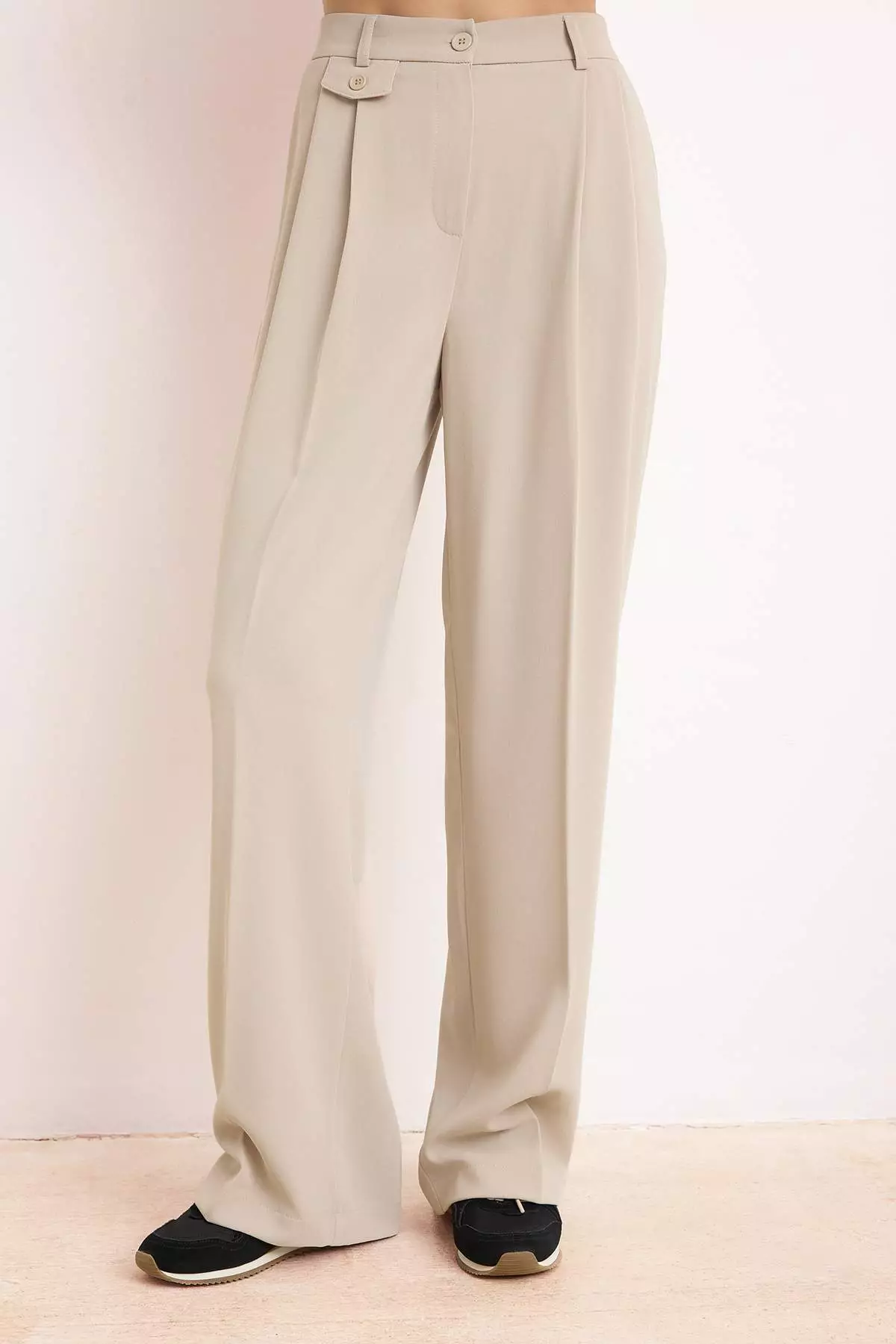 Beige Special Collection Drapey Wide Leg Fabric Trousers Twoss26Pl54