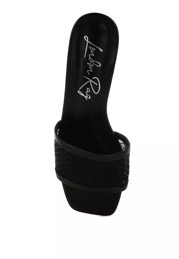 Slip-On Low Block Heels in Black