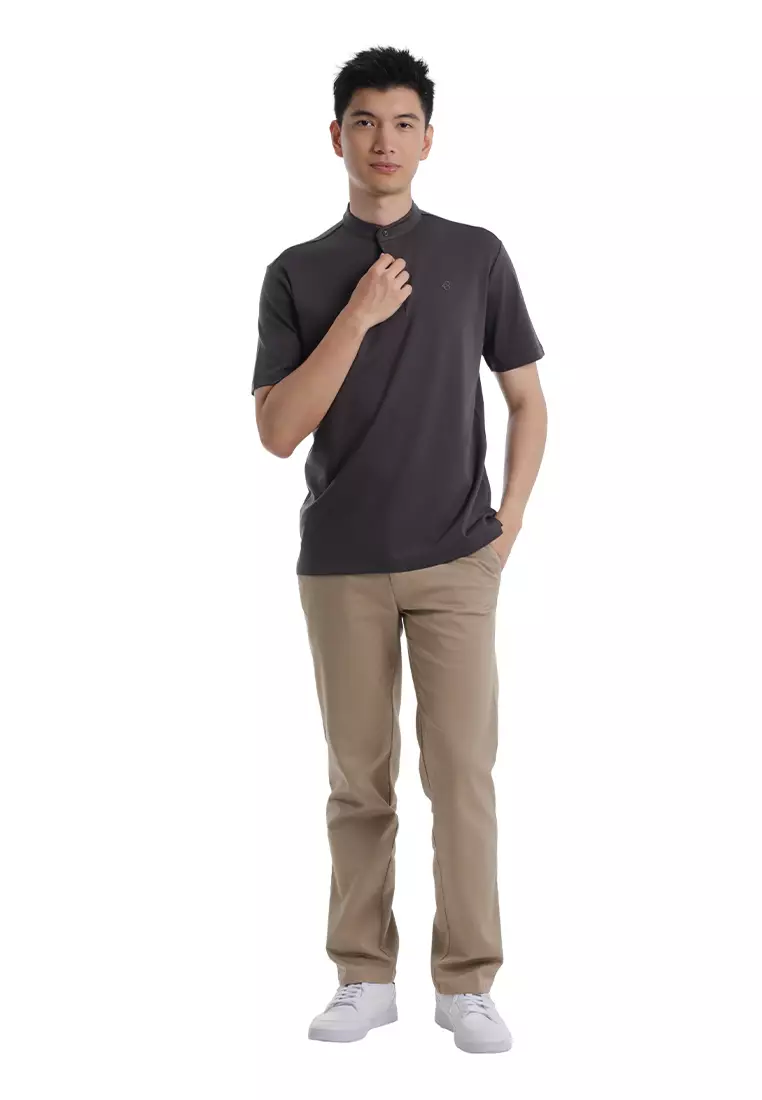 Byford Mandarin Polo Shirt Short Sleeve - 3626001A-98DarkGrey
