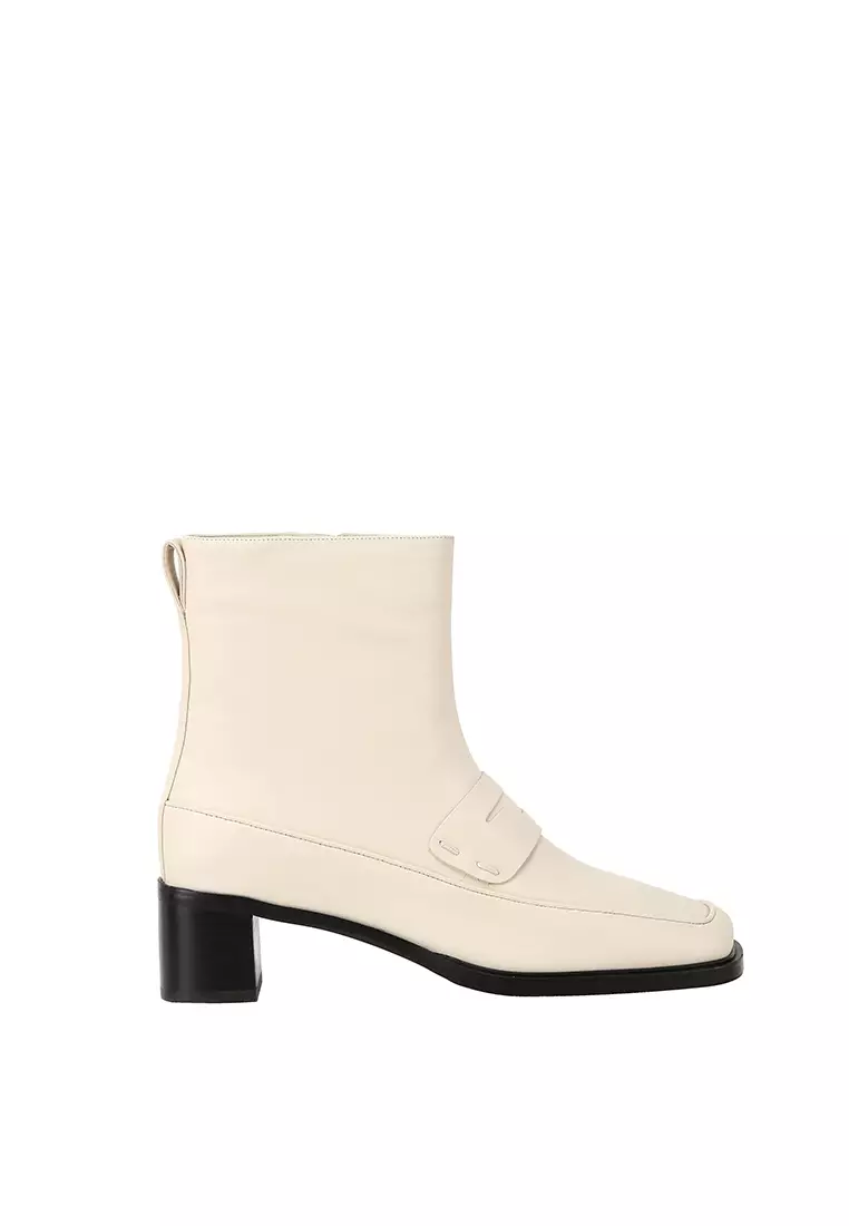 Discount on Beracamy  shoes - SKU: Beracamy Square Block Heel Boot - Cream Beige