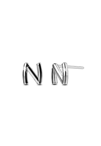 925 Signature silver 925 SIGNATURE Solid 925 Sterling Silver Initial Alphabet Personalised Stud Earrings- N E09ACACABEFE83GS_1