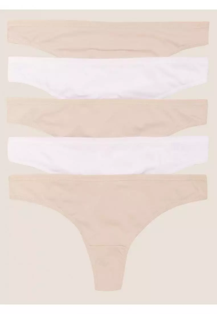 Buy MARKS & SPENCER 5 Pack No VPL Microfibre Low Rise Thongs 2024 Online