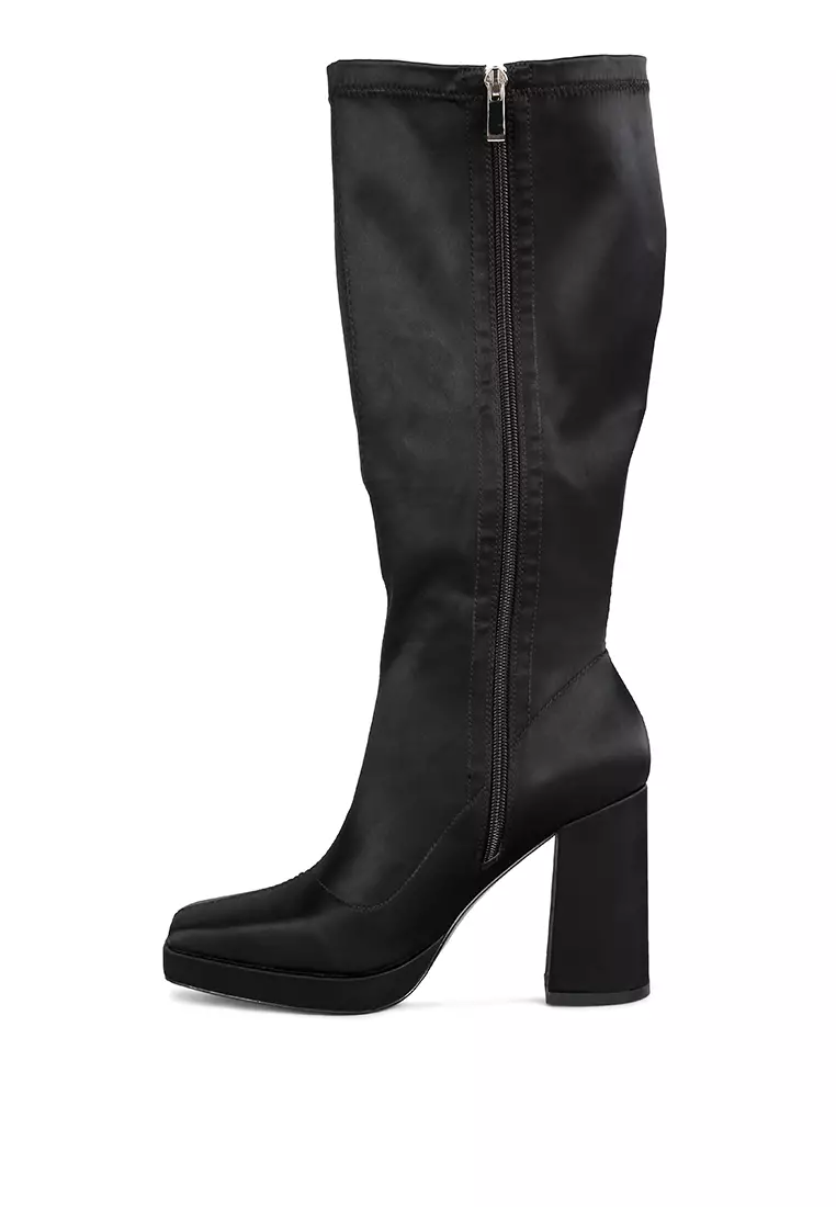 Buy Rag & CO. Black Stretchable Satin Long Boot Online | ZALORA Malaysia