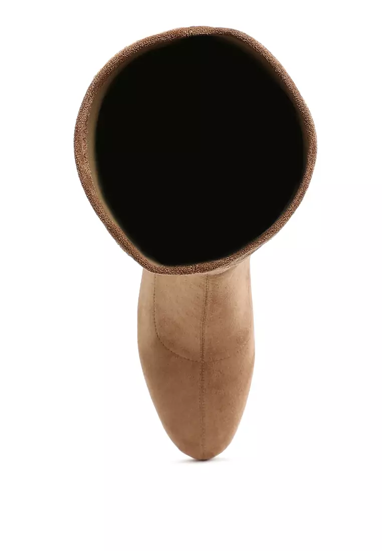 Microfiber Knee High Boots in Camel