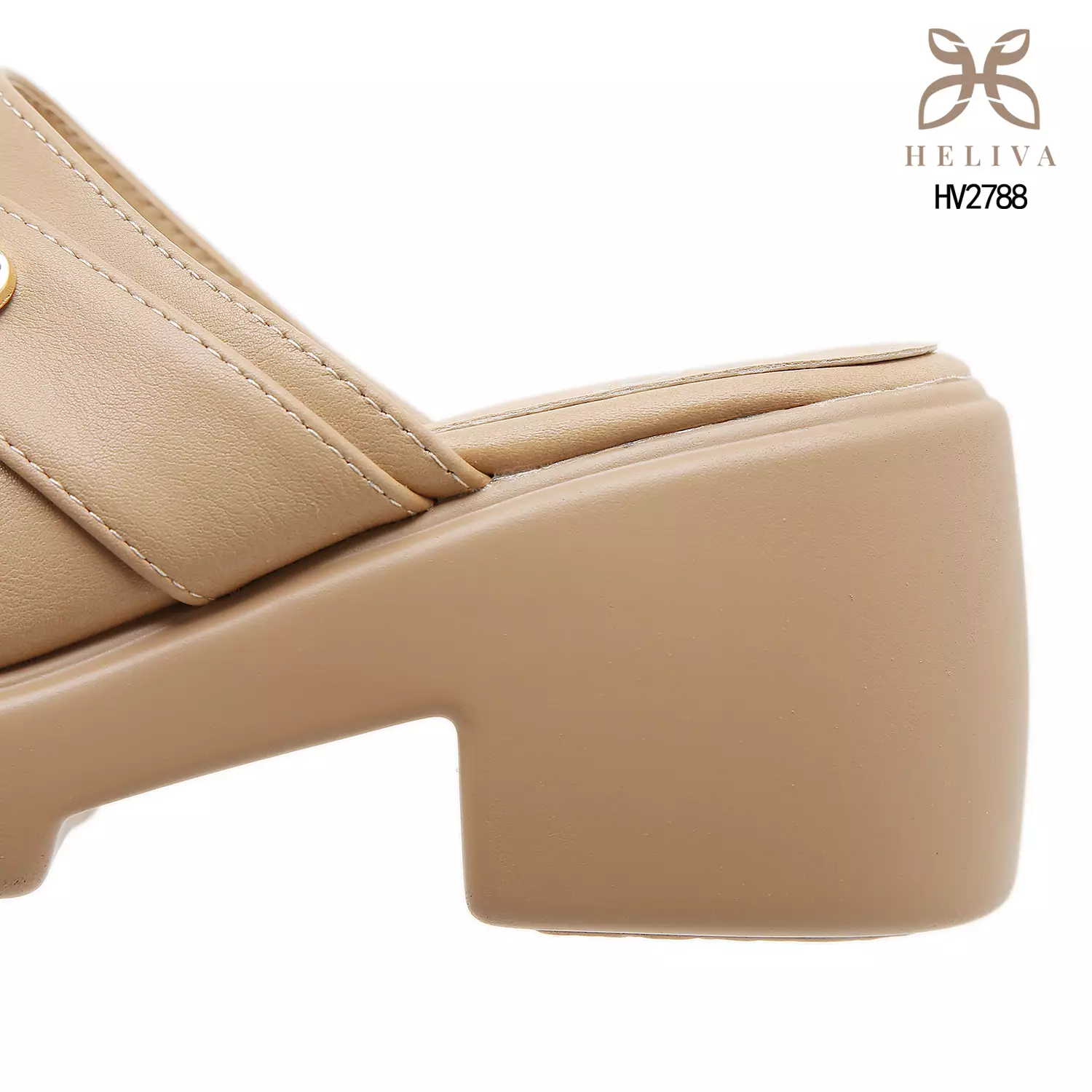 Heliva Verona Bold Heel Platform Mules with Metallic Chain Touch 7cm Elegance HV2788