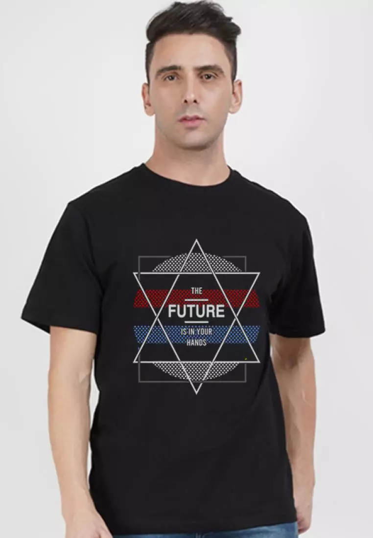 Buy QuirkyT Future Black Cotton Short Sleeve Crew Neck Regular Fit