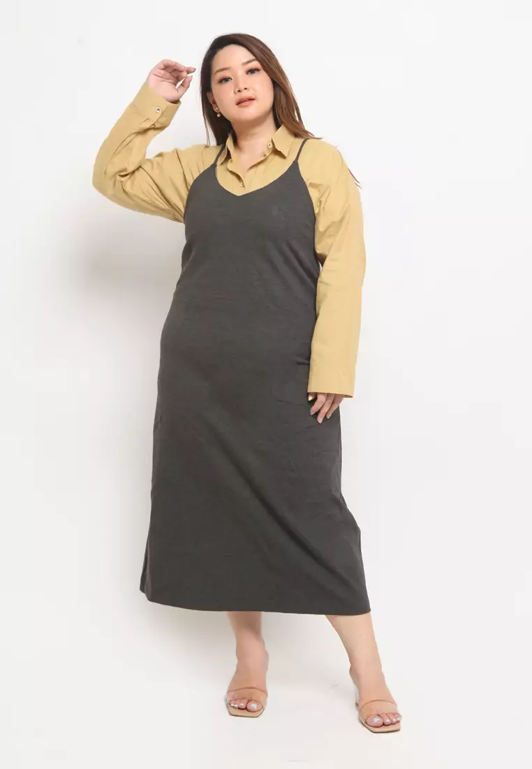 Plus Size Slip Dress Elizabeth Grey