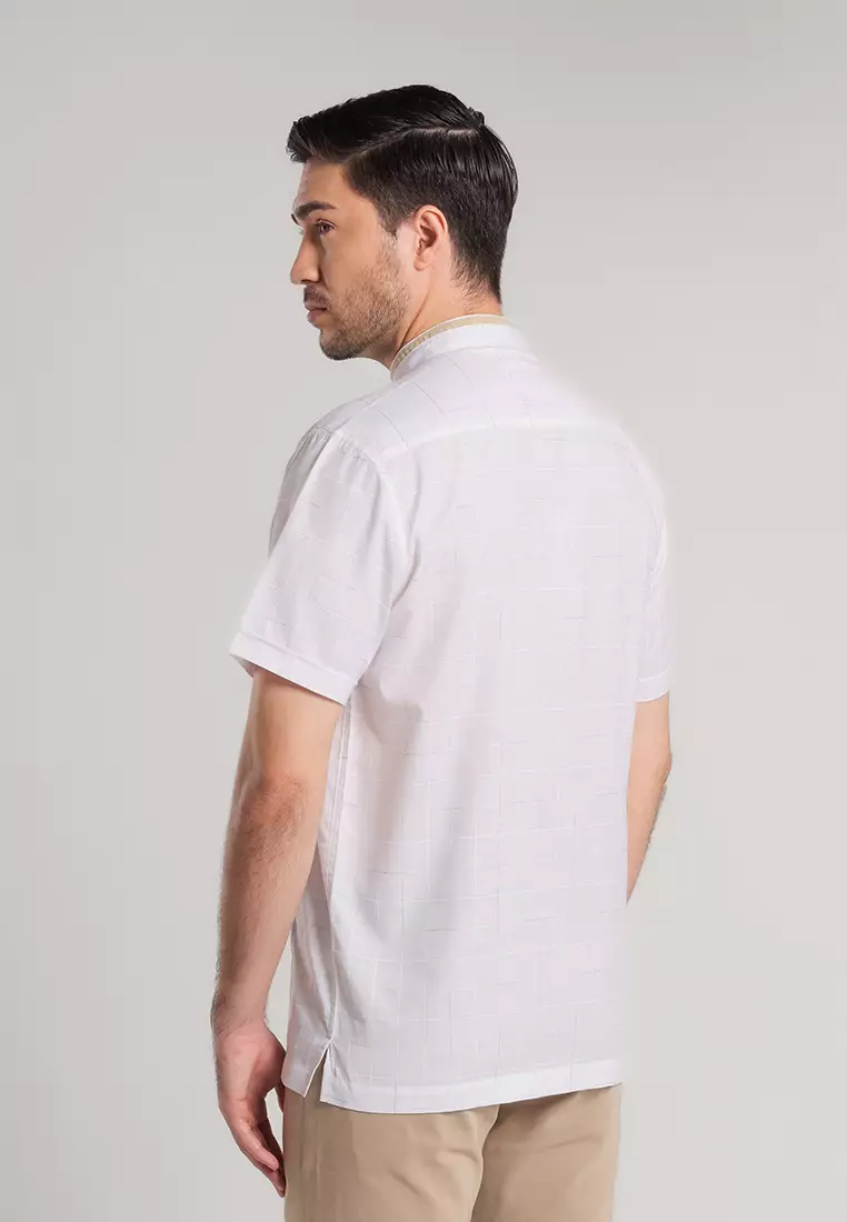 MOC Kemeja Koko Lengan Pendek Pria Hamid - White