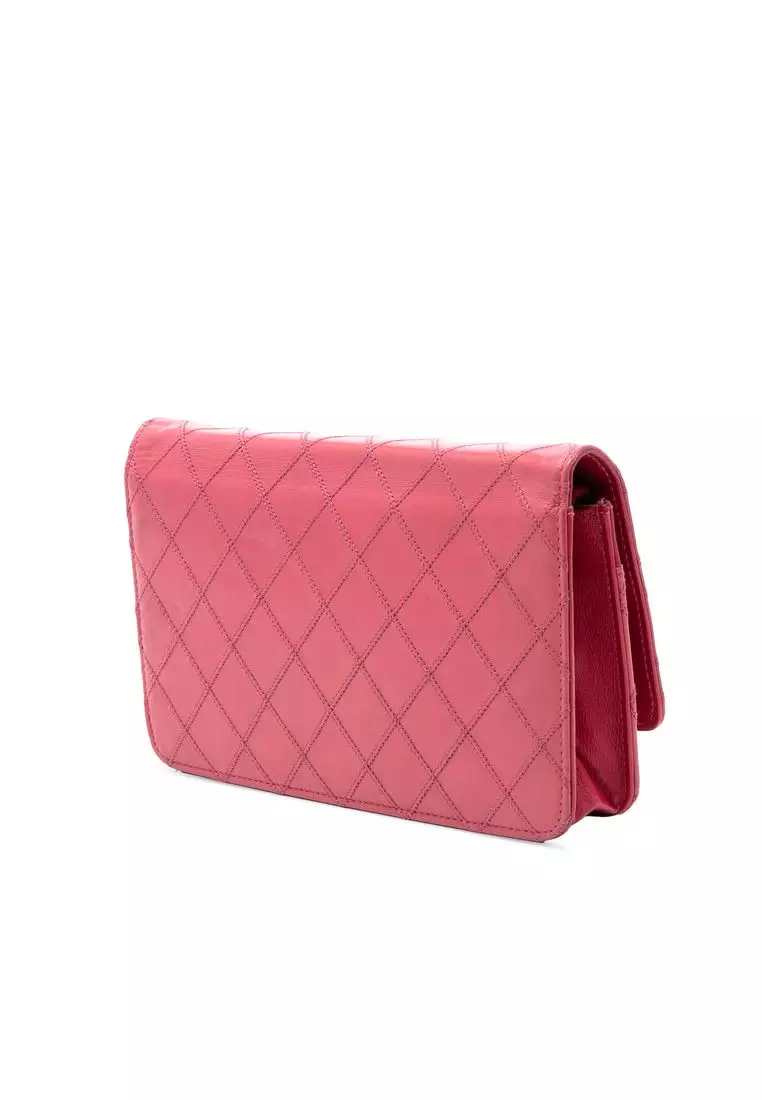 Pre-Loved Chanel Cc Lambskin Wild Stitch Wallet On Chain