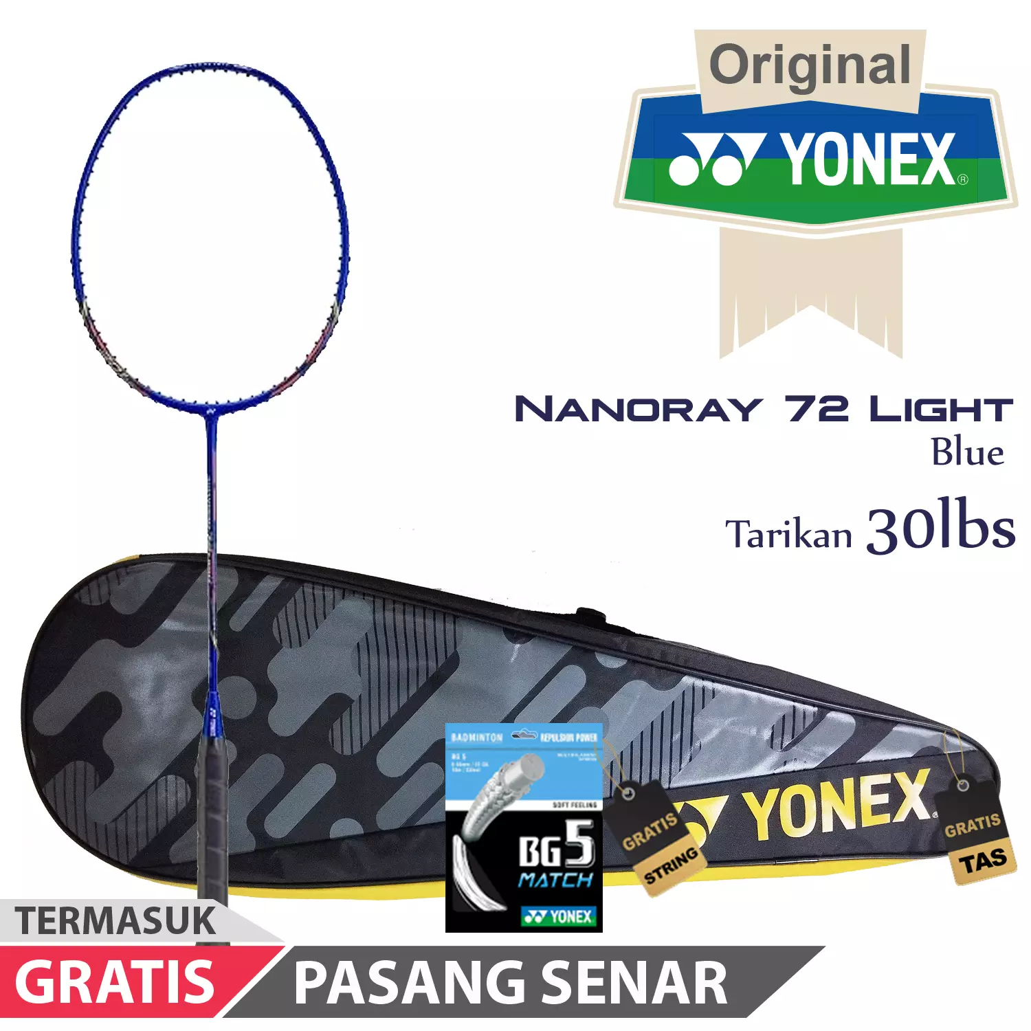 Jual Yonex Raket Badminton Yonex Nanoray Light Blue Original