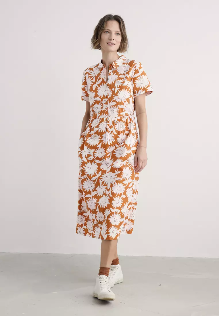 Seasalt Cornwall Yellow Fleet Checked Midi Dress