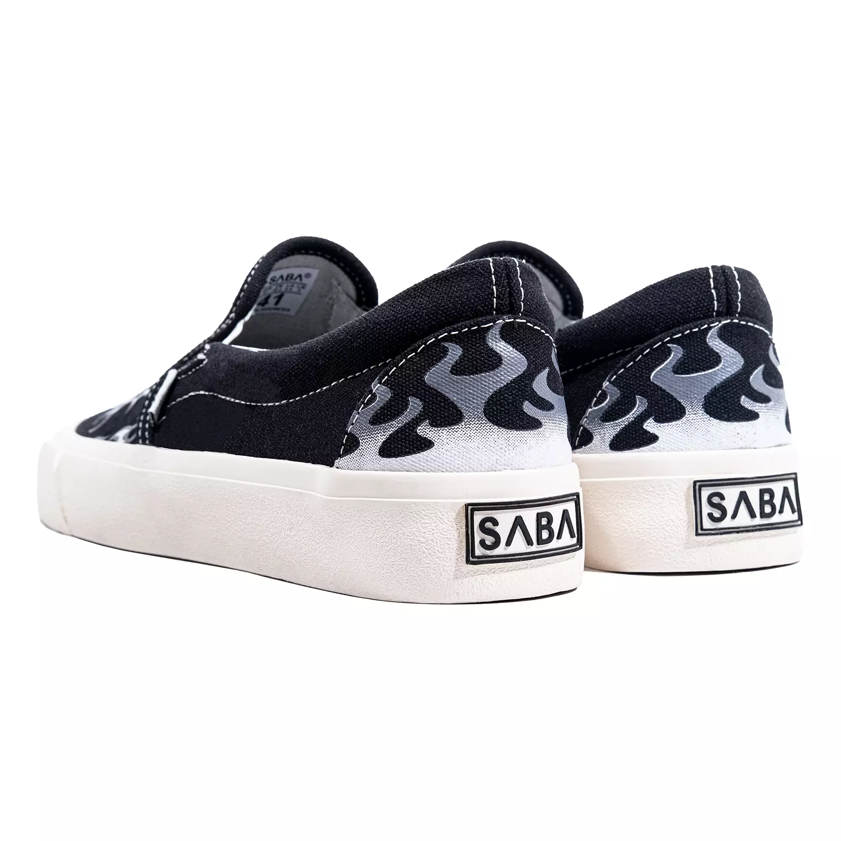 SABA Slip On Flame Skull White - Sepatu Sneakers Casual Pria Wanita Original 100% FS-SL 26