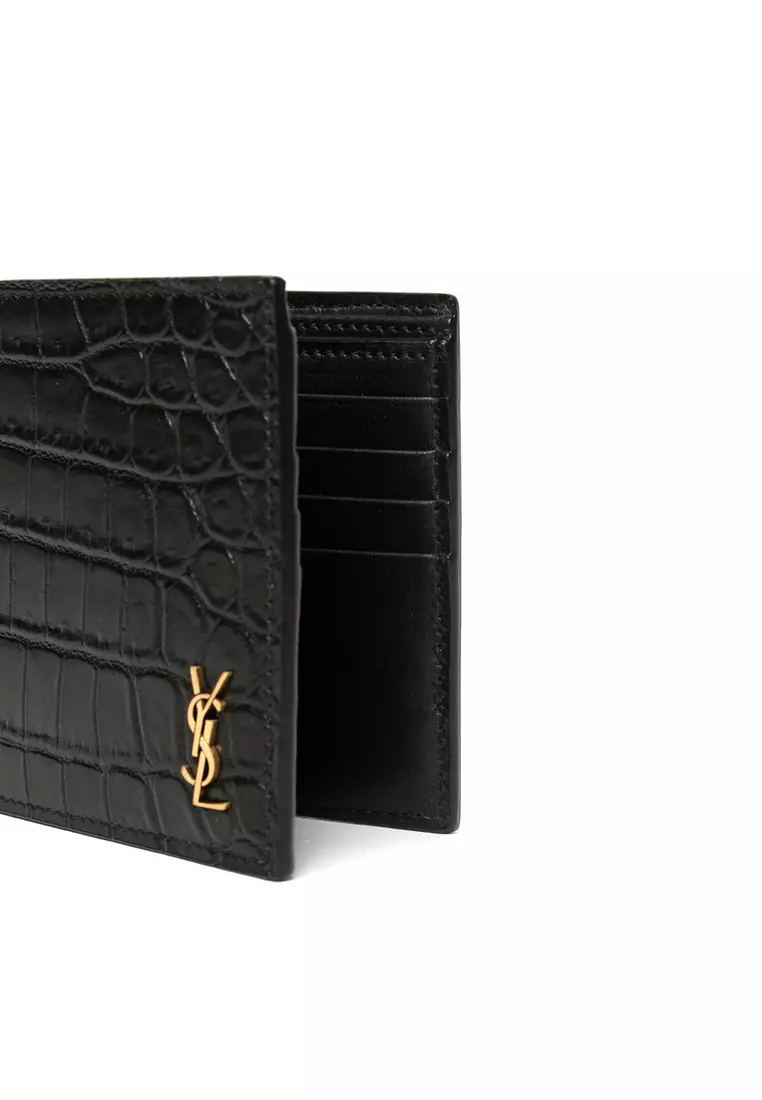 Saint Laurent Monogram East/west Wallet In Crocodile Embossed Leather