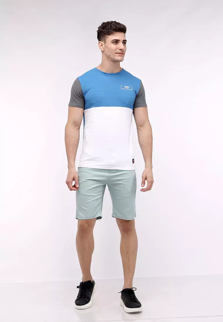 Round Neck Streaky Short Sleeves T-Shirt