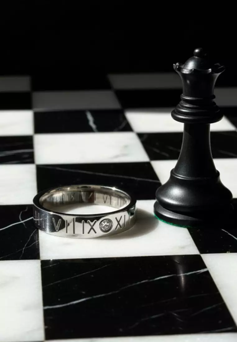 Romanian Numeral Ring In White Gold