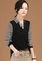 A-IN GIRLS black Elegant Stitching V-Neck Top B5748AAAD03011GS_4