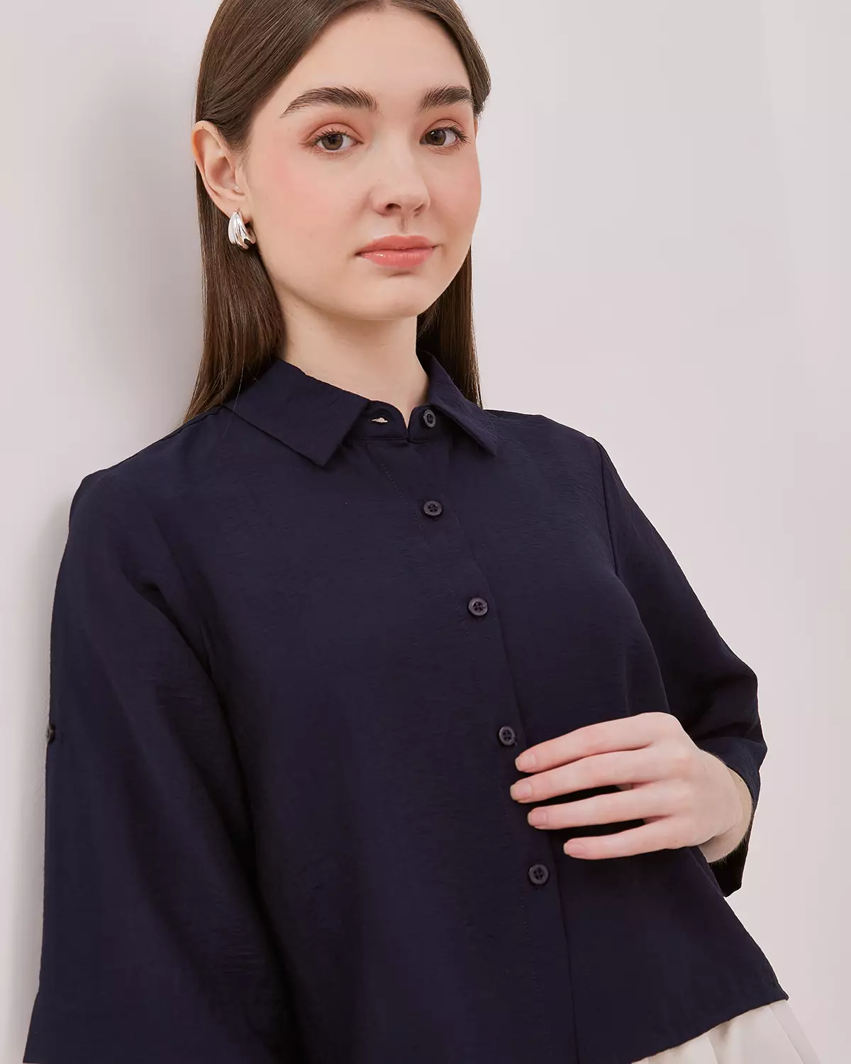 WOMEN'S BLUE BOXY SHIRT
