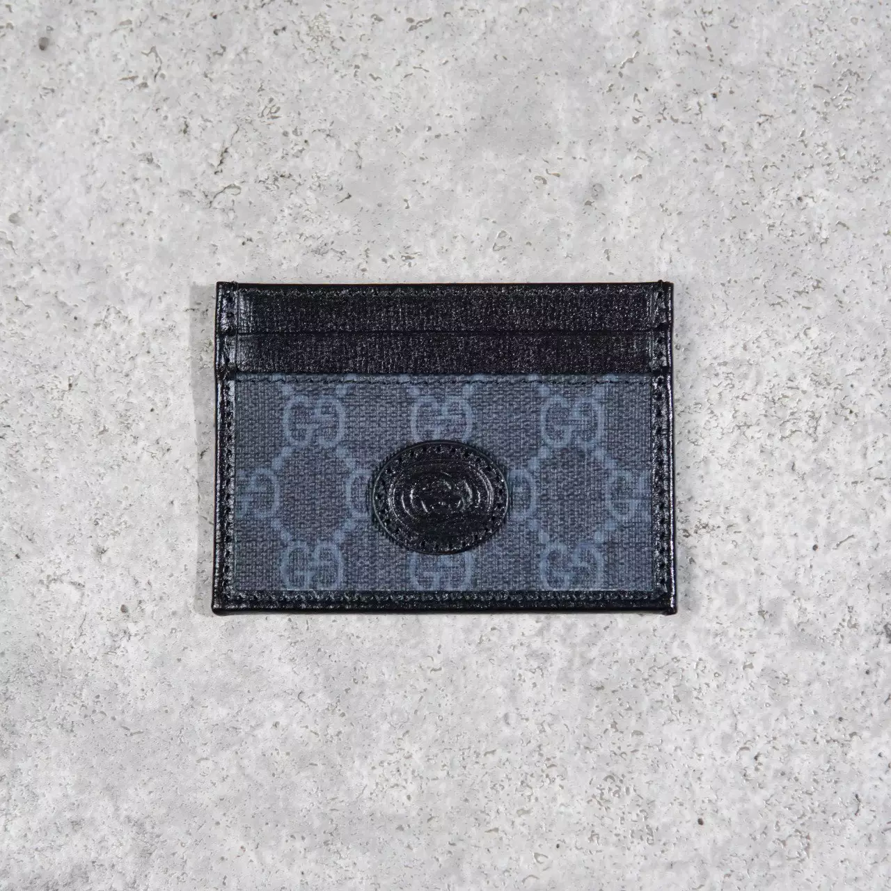 Dompet GUCCI GG MONOGRAM BLACK OVAL LOGO CARD HOLDER 100% ORIGINAL