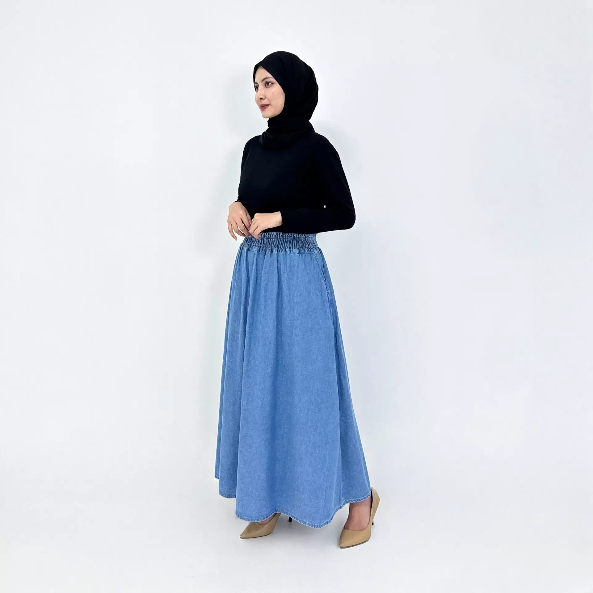 Rok Panjang Jeans Wanita - Claudia Maxi Skirt