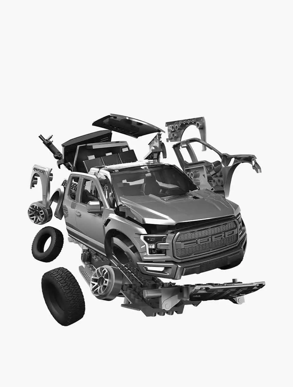 Quick Build Ford F 150 Raptor Grey - QCBJ6053