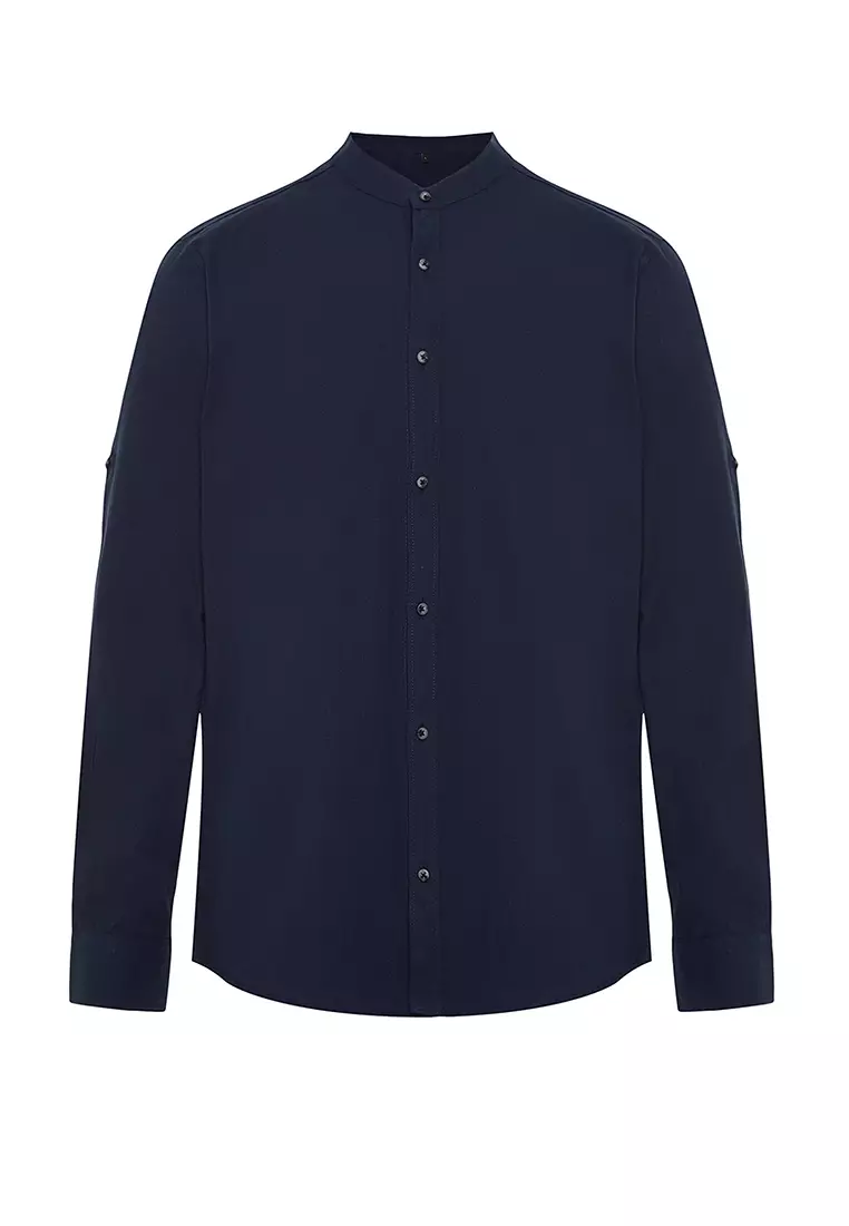 Slim Fit Grandad Collar Shirt