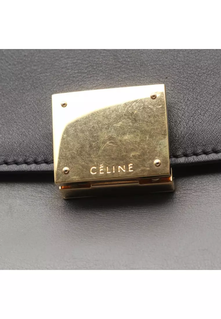 Pre-Loved Celine trapeze Medium Handbag leather suede black Orange brown gray 2WAY