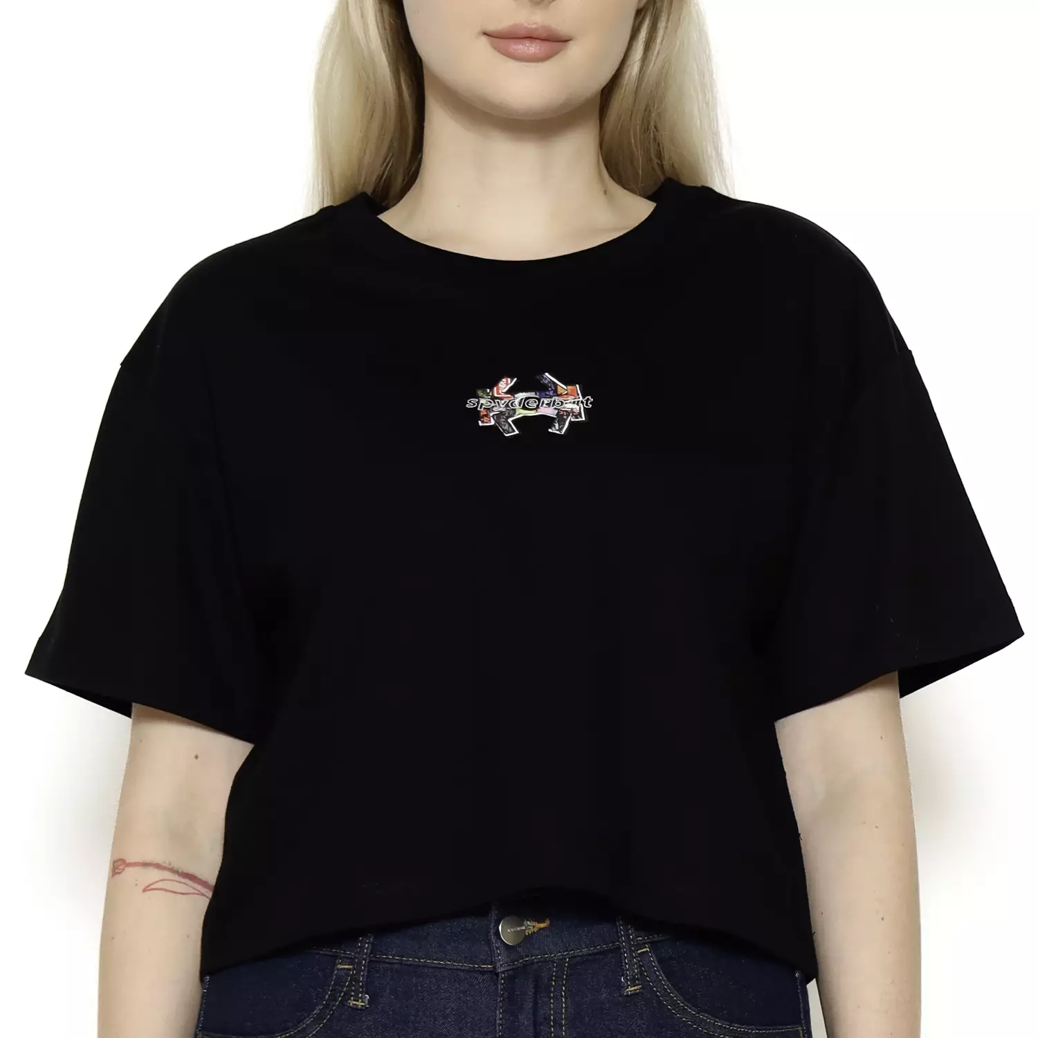 Spyderbilt Kaos lengan pendek Wanita Aerosol Crop Top Ladies Tee Planet Surf