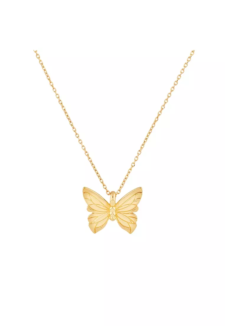 Gold butterfly sale necklace with diamonds