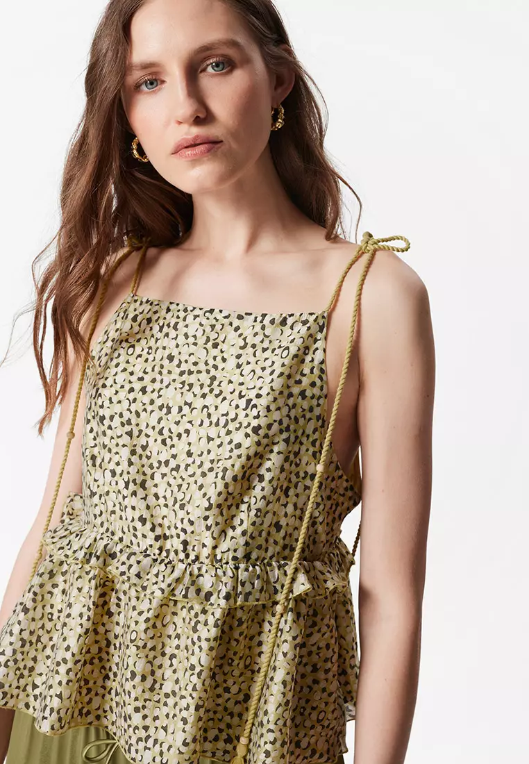 Peplum-Frill Strap Top