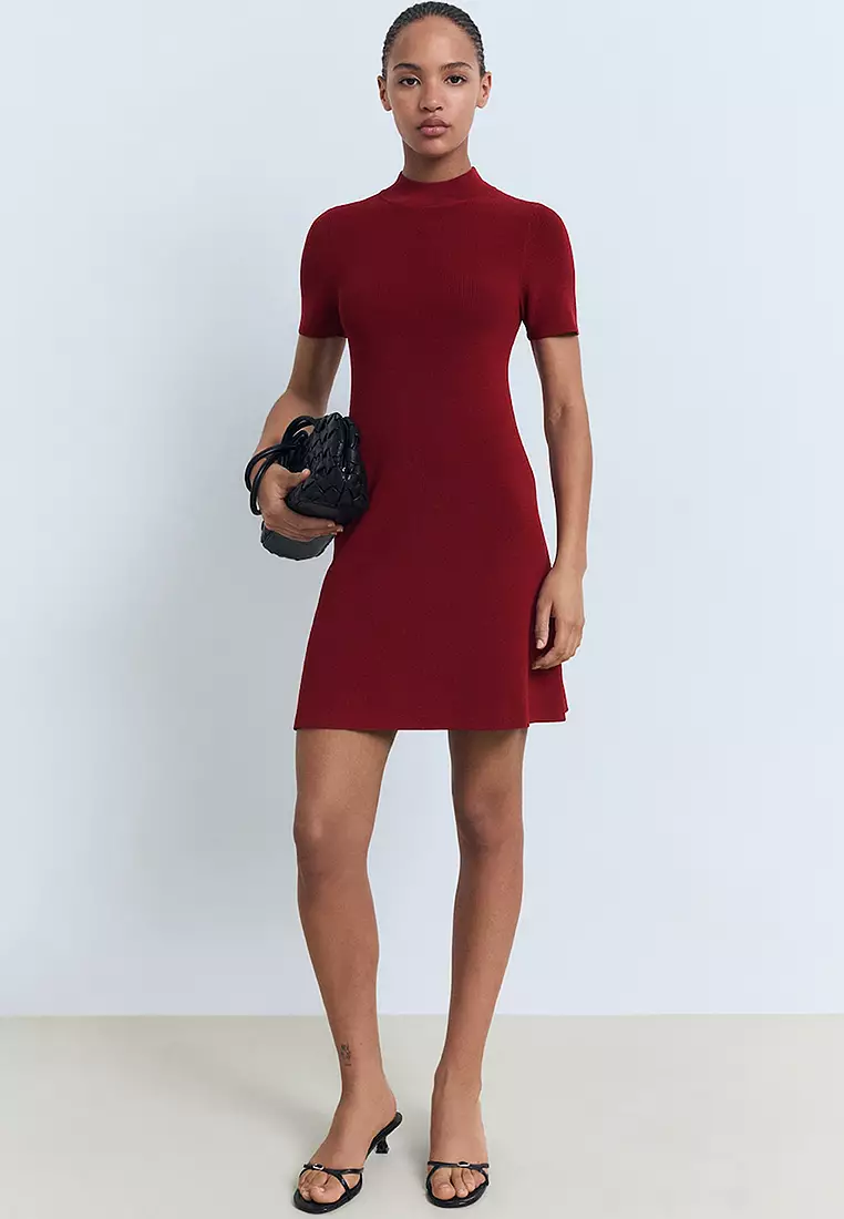 Perkins-Neck Knitted Dress