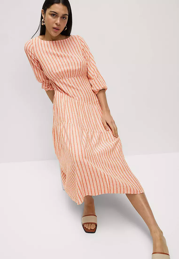 Linen Rich Asymmetrical Midi Beach Dress