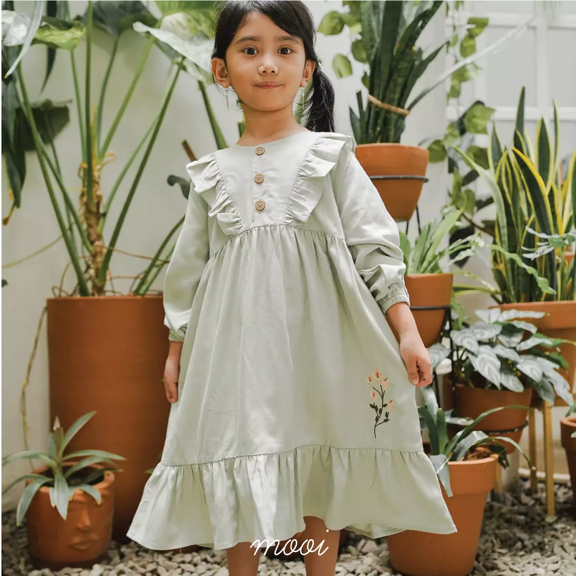 Mooi Dress Anak Gamis Anak Perempuan Raya Collection Marwah Gamis - Khaki