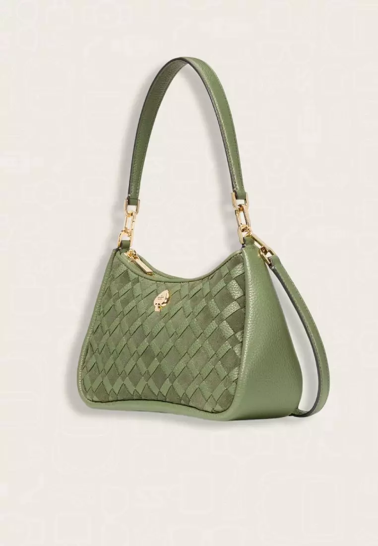 Kate Spade Kayla Woven Leather Convertible Shoulder Bag Cedar Stand