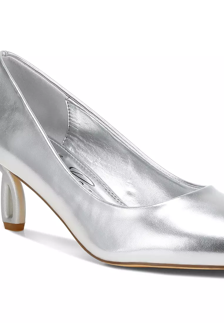 Metallic Fantasy Heel Pumps in Silver