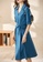 OUNIXUE blue Temperament Ol Solid Color Waist Dress (With Belt) F0339AA11010F6GS_4