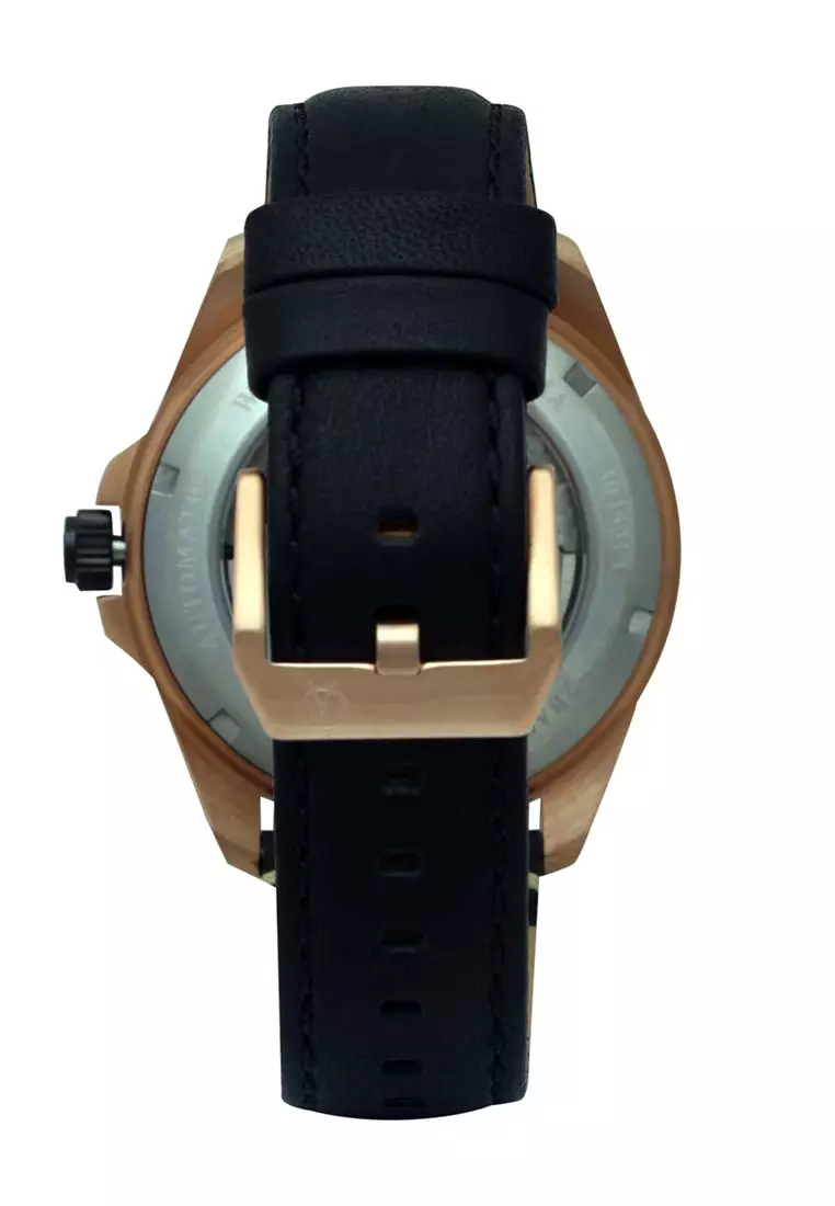 Alexandre Christie Jam Tangan Pria - Black Rosegold - Leather Strap - 3045 MALBRBA