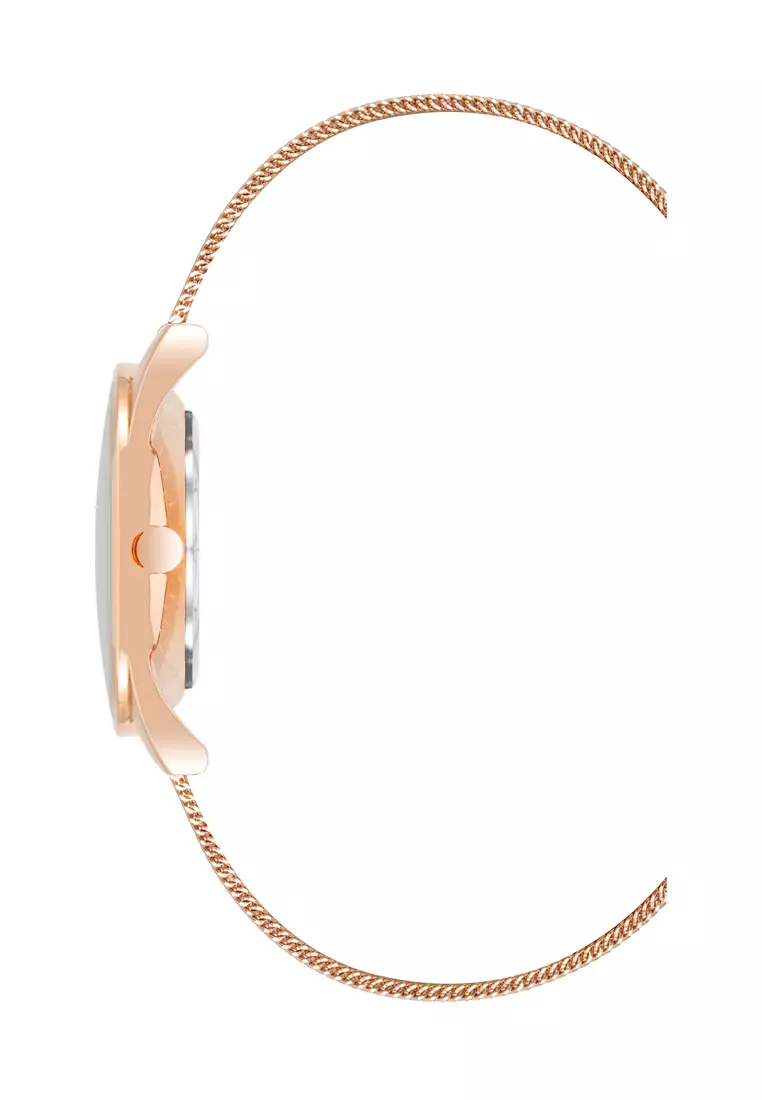 Nine West NW1922RGRG00CL Rose Gold Round Watch With Mesh Band
