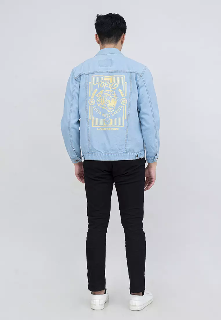 Houseofcuff jaket jeans denim biru tebal pria unisex tokyo