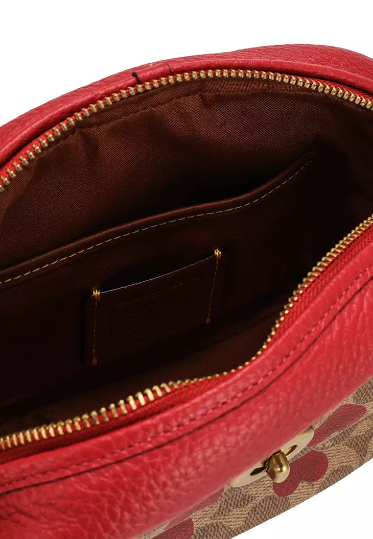 Coach Coated Canvas Signature Heart Print Camera Bag with bing Strap