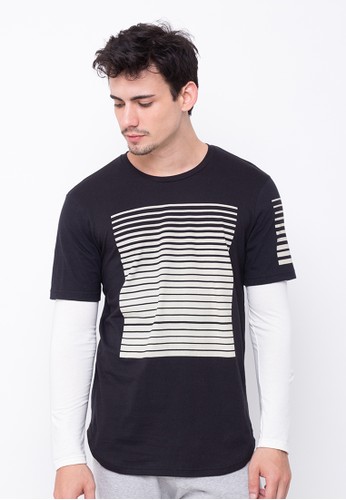 Double Sleeves Black T-Shirt