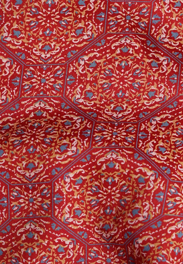 Crocodile MOON 0900 Red - Men Shirt Kemeja Lengan Pendek - Relax Fit - Katun