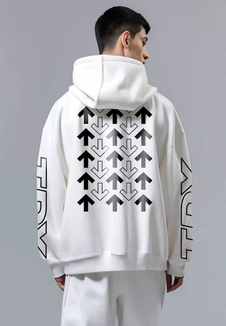 MO154 Hoodies Premium ScubaLux Anti Kusut Waterproof "TDY Arrow" Putih