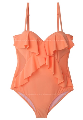 Halo orange Ruffles Swimsuit 158AAUS9C4948BGS_1