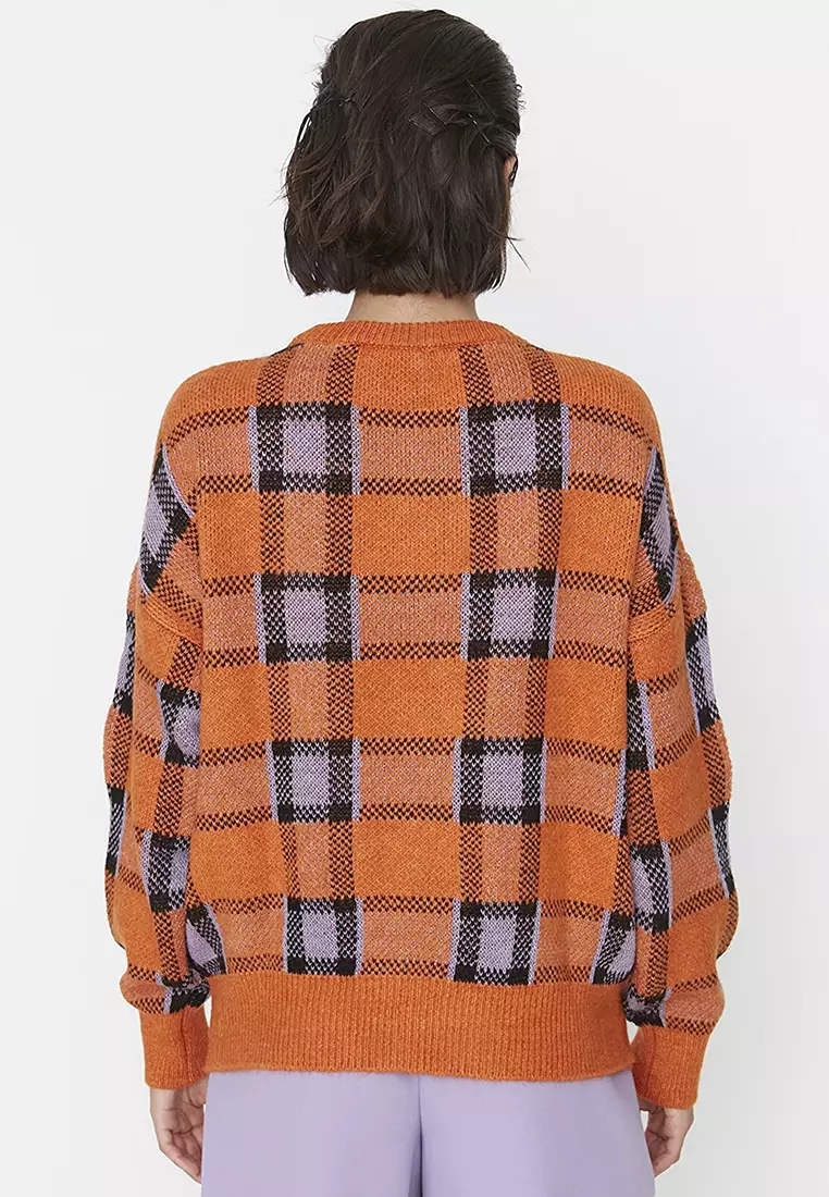 Orange hotsell plaid sweater