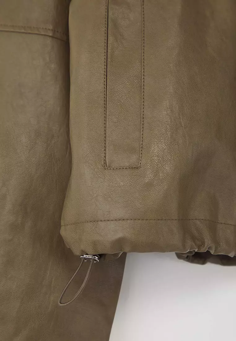 Cinched Faux Leather Jacket