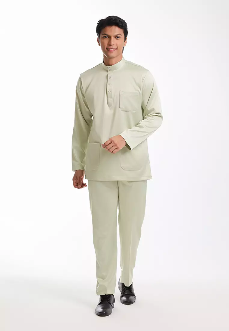 Alain Delon Baju Melayu Cekak Musang Dewasa - 19026005-41AloeGreen